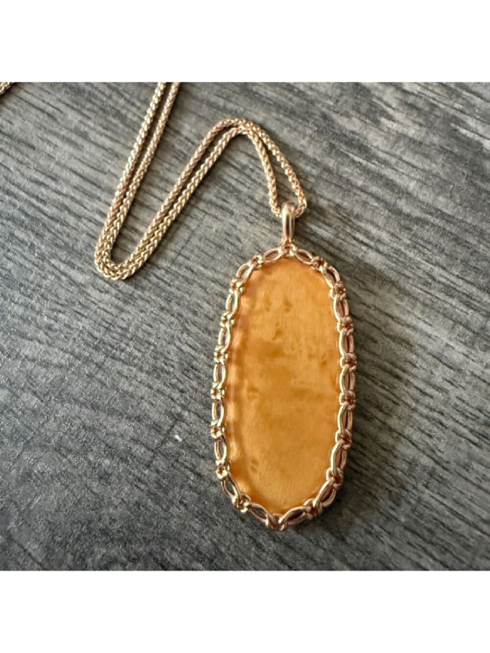 NWT Kendra Scott Macramé Reid Statement Necklace in Blush Wood 14k Rose Gold - Picture 3 of 15